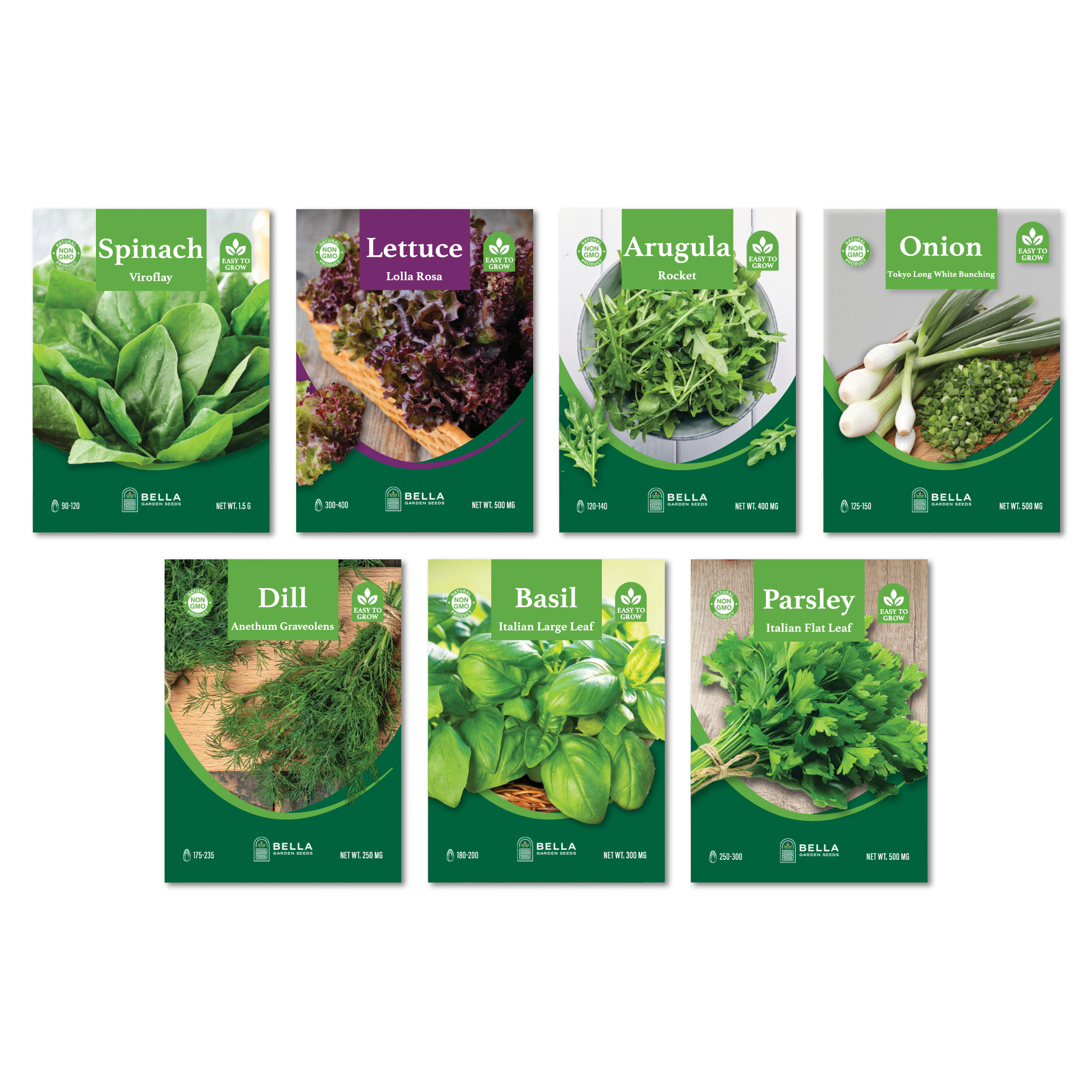 Herbal Seed Bundle contents, included seed packets and varieties pictured together