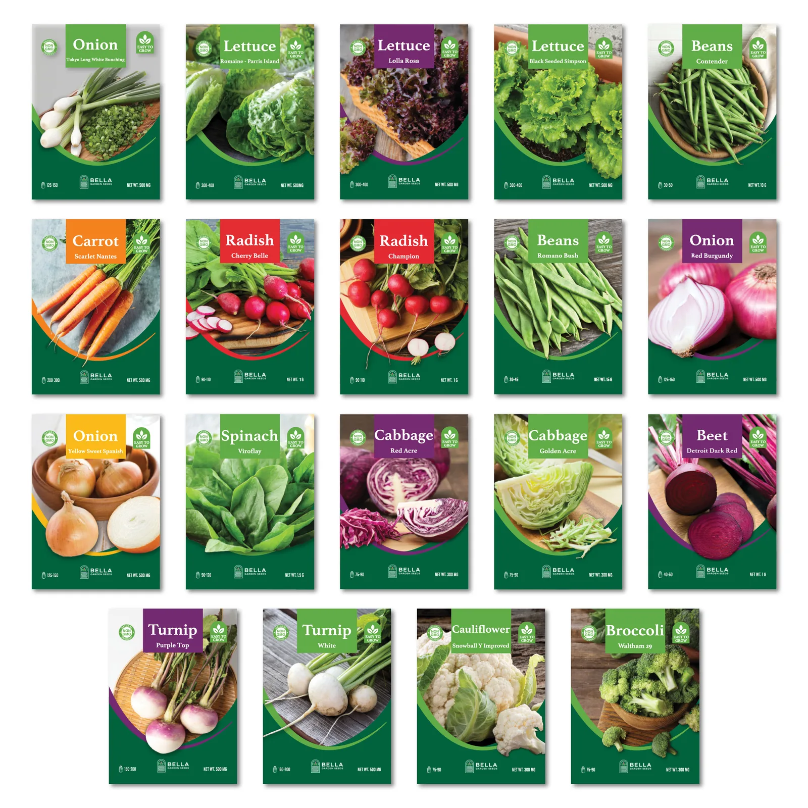 Winter Garden Bundle contents, included seed packets and varieties pictured together