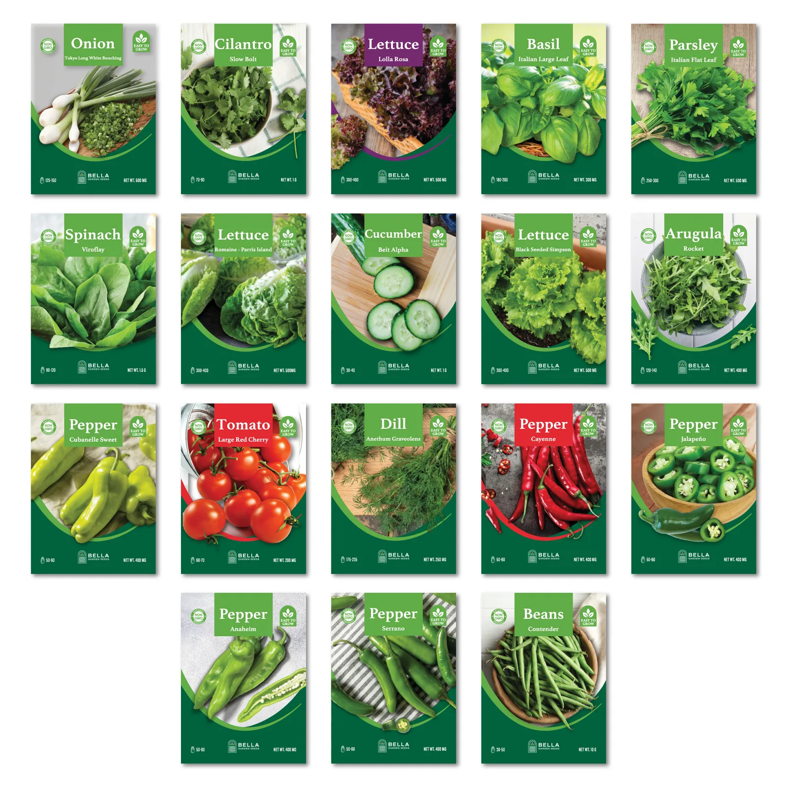Small Space Bundle contents, included seed packets and varieties pictured together