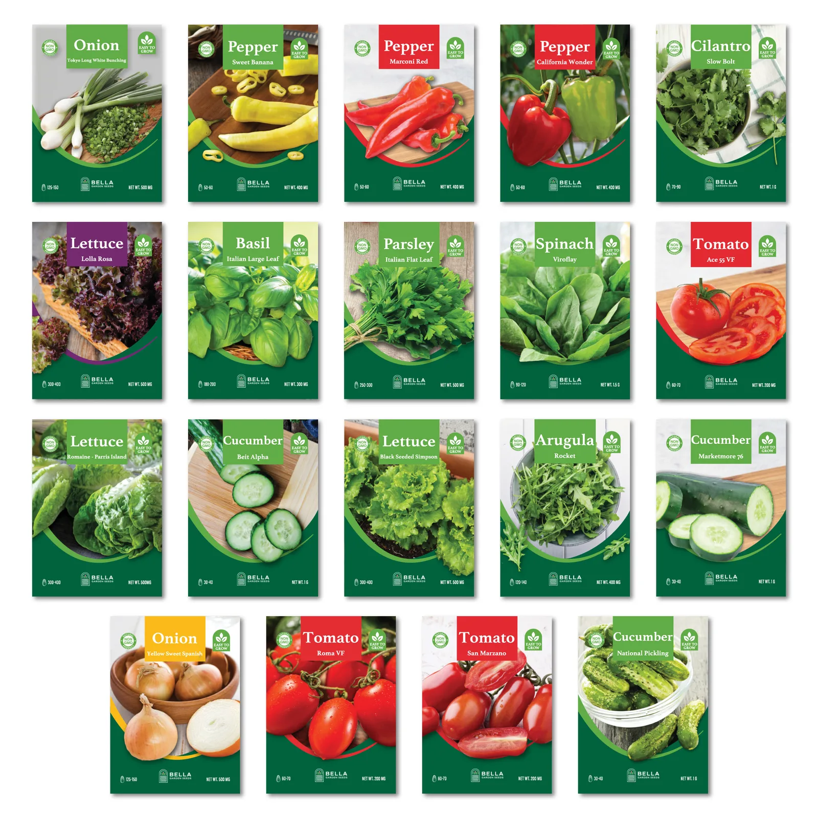 Sandwich Companion Bundle contents, included seed packets and varieties pictured together