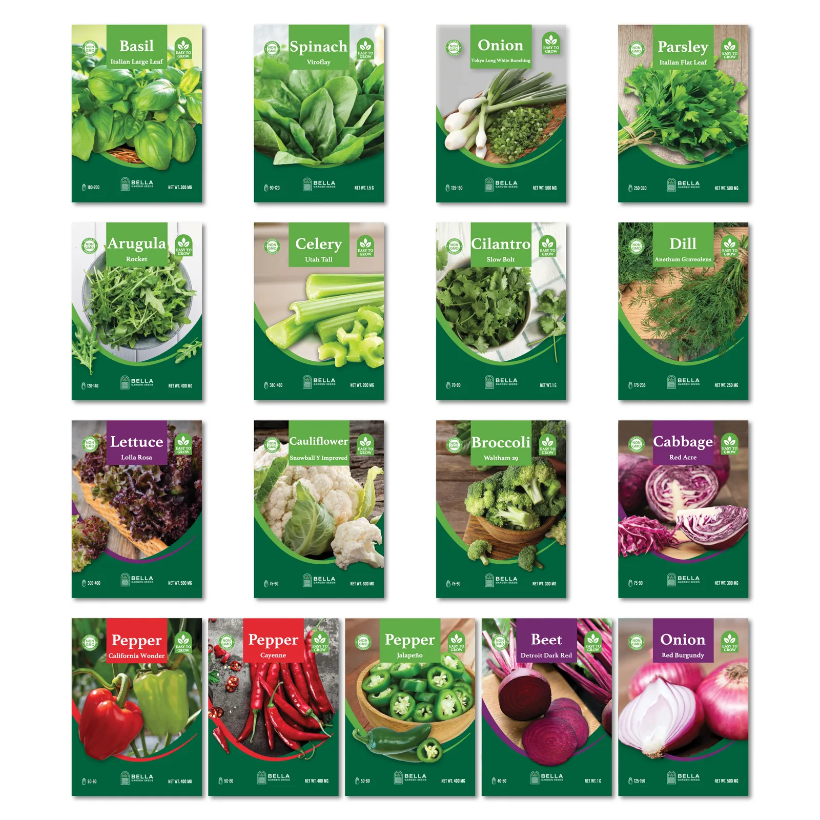 Medicinal Bundle contents, included seed packets and varieties pictured together