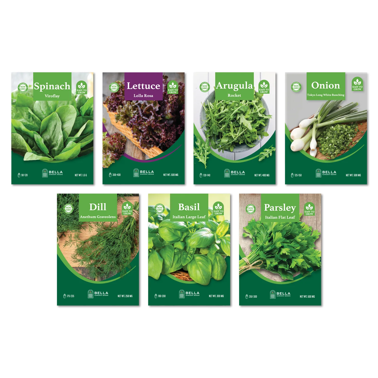 Herbal Seed Bundle contents, included seed packets and varieties pictured together