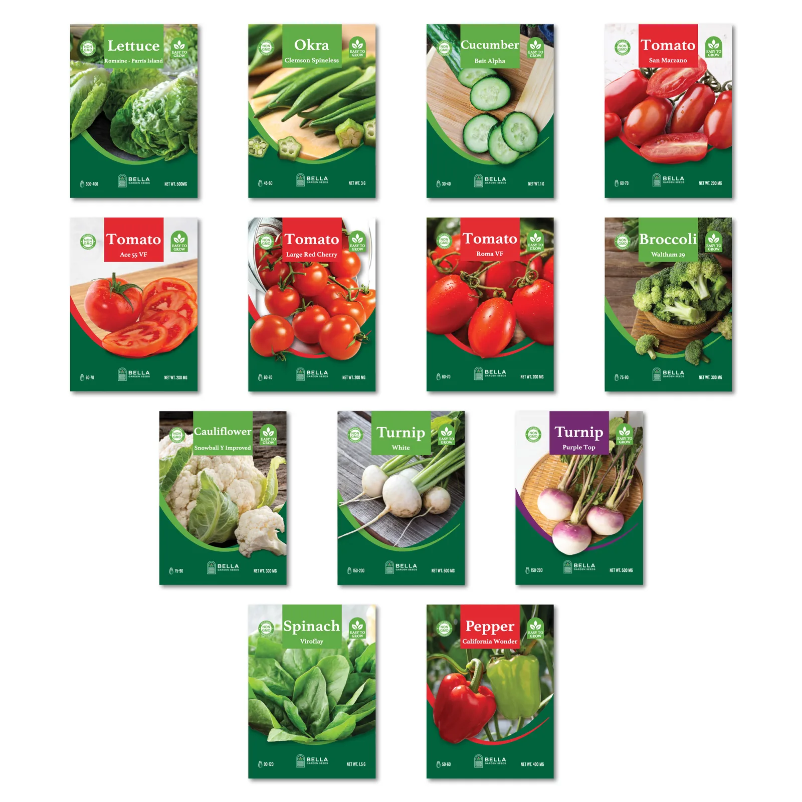 Cost Saving Seed Bundle contents, included seed packets and varieties pictured together