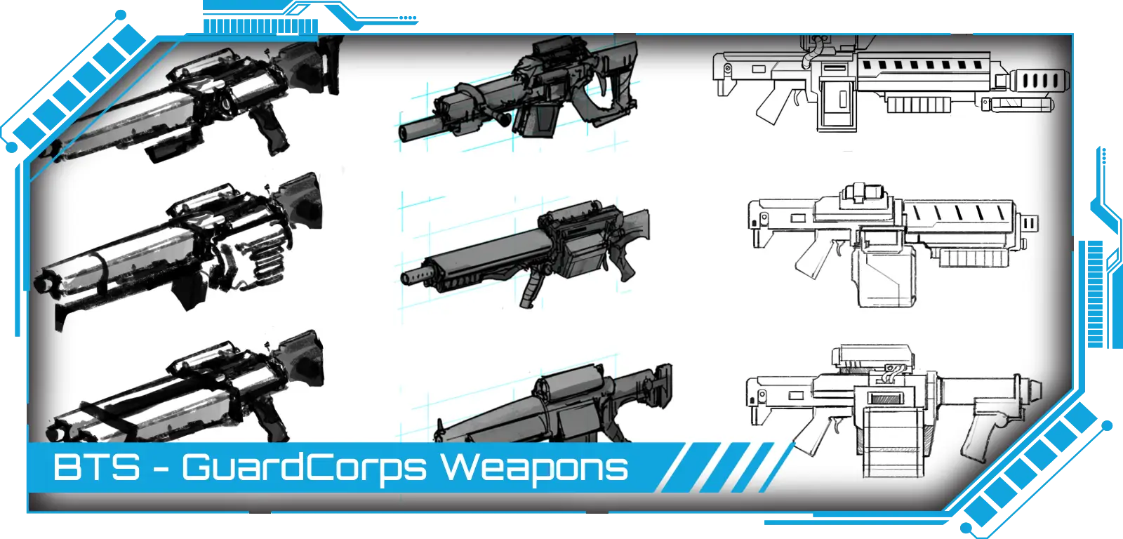 The thirteenth episode of the Behind The Scenes series, featuring the concept art behind GuardCorps Weapons; click here to view it.