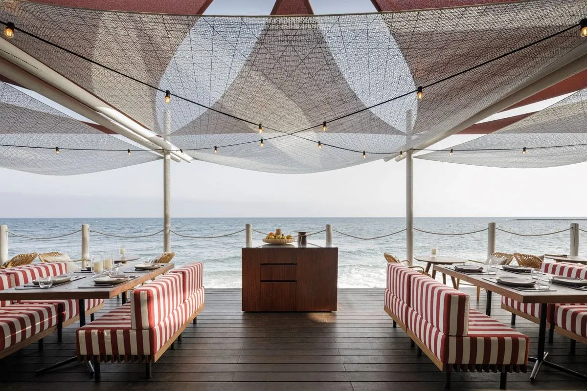 Fixed sun shading, Soleo Marbella | Beach Club, Malaga, 2015.