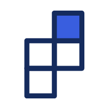 Icon of five connected squares arranged in an L shape with the top right square filled in blue.