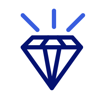 Simple blue diamond icon with rays highlighting its sparkle.