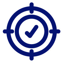 Blue target icon with a check mark in the center.