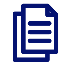 Icon of two stacked documents or sheets of paper in dark blue.