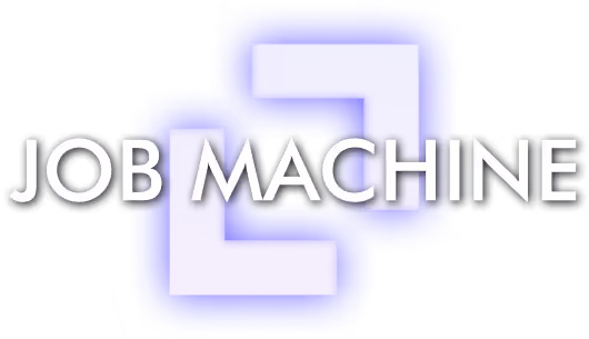 Logo with the text 'JOB MACHINE' over a stylized purple and blue geometric shape.
