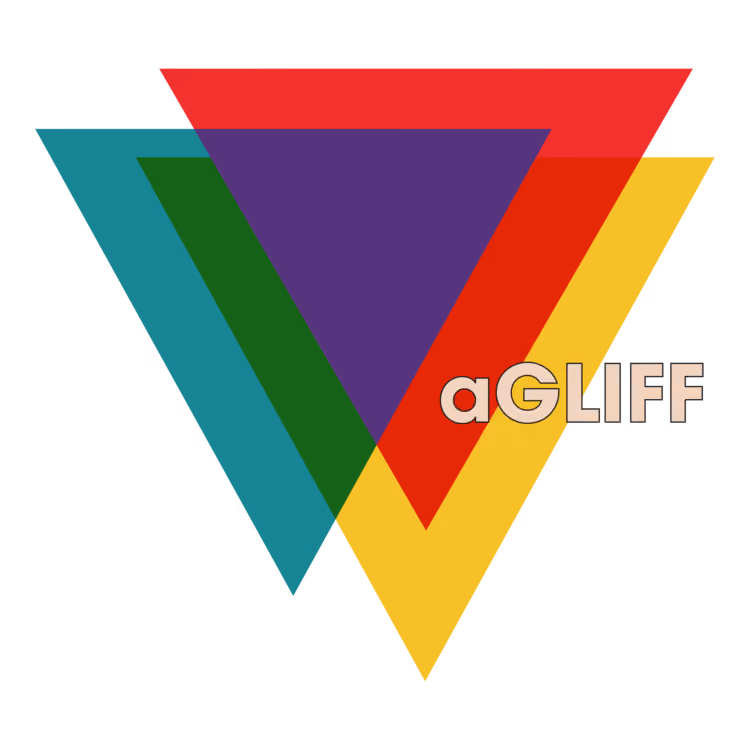 Logo with three overlapping downward triangles in teal, red, and yellow with a smaller purple triangle inside and text 'aGLIFF' on the right.