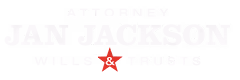 Logo for attorney Jan Jackson specializing in wills and trusts, featuring a red star between the words.