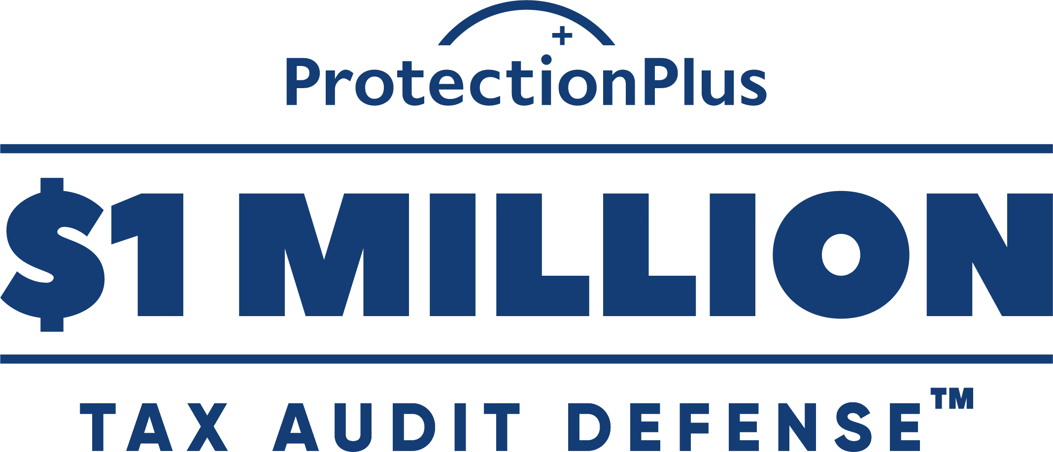 ProtectionPlus logo with text $1 MILLION TAX AUDIT DEFENSE™ in blue.
