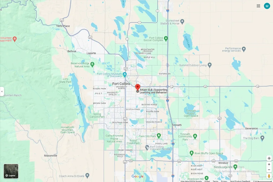 Map showing Attain SLB at 1224 E Elizabeth St, Fort Collins, CO 80524