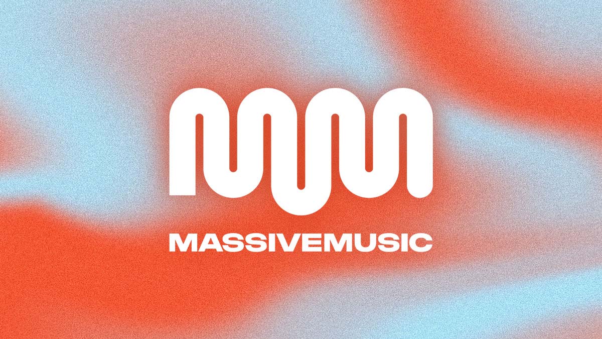 A grainy blue and orange background featuring the MassiveMusic logo, a new platform available through DistroKid distribution