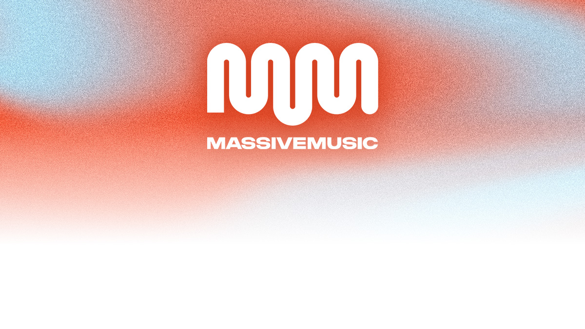 A grainy blue and orange background featuring the MassiveMusic logo, a new platform available through DistroKid distribution