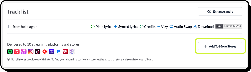 The "Add to More Stores" button