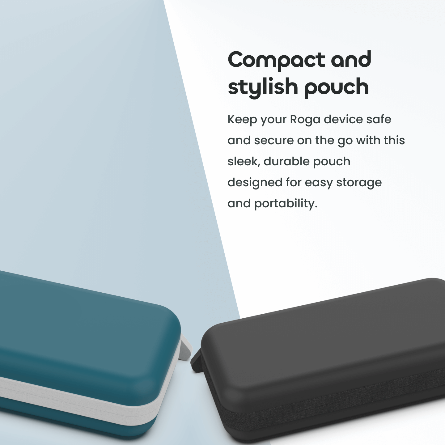 An image of both the Sky blue and Charcoal pouch