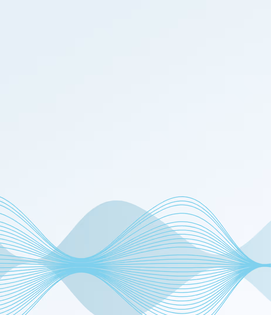 Light blue abstract wave pattern on a pale background.