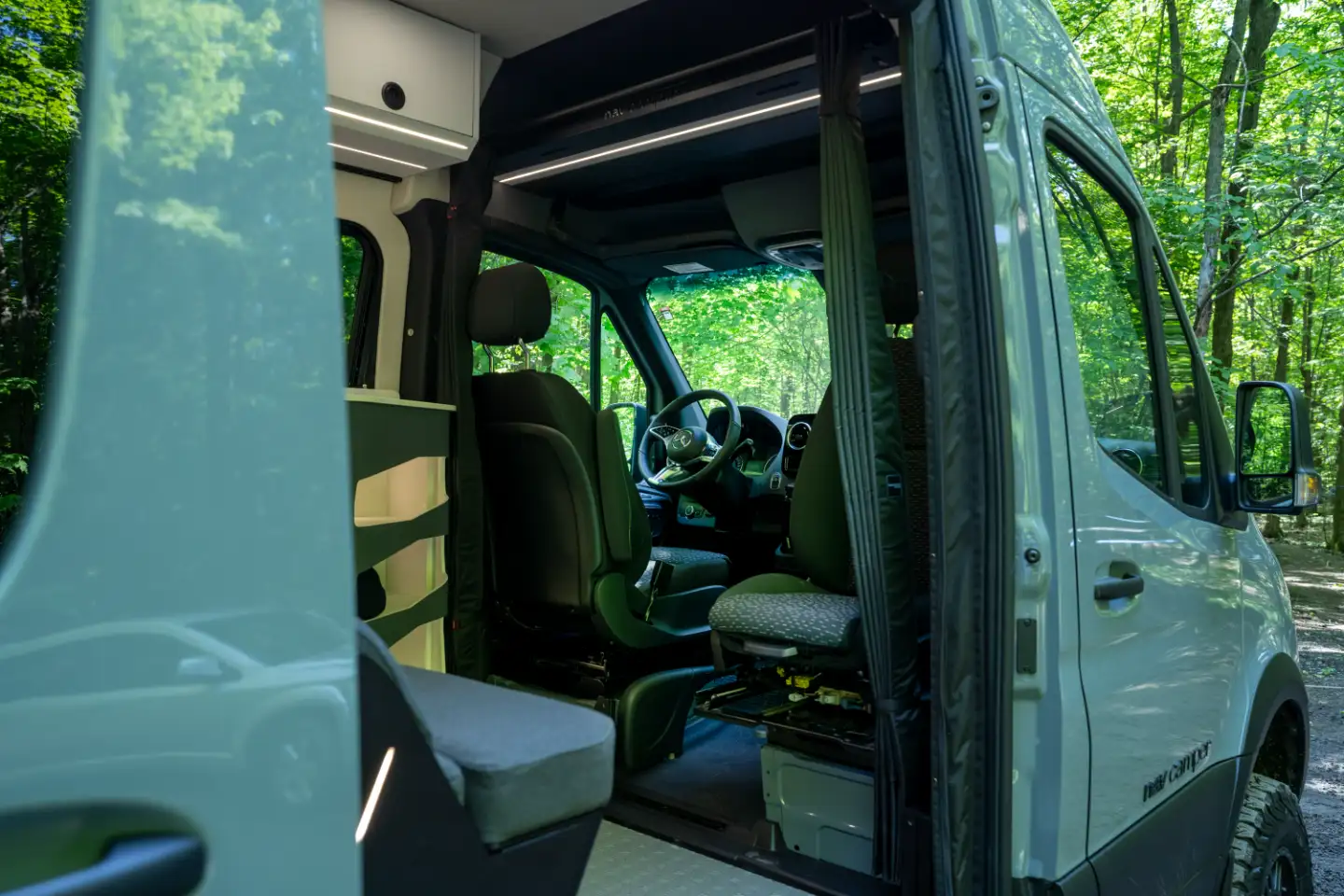 Sprinter aménagé préparé avec l'option RV1Z et une suspension ajustée