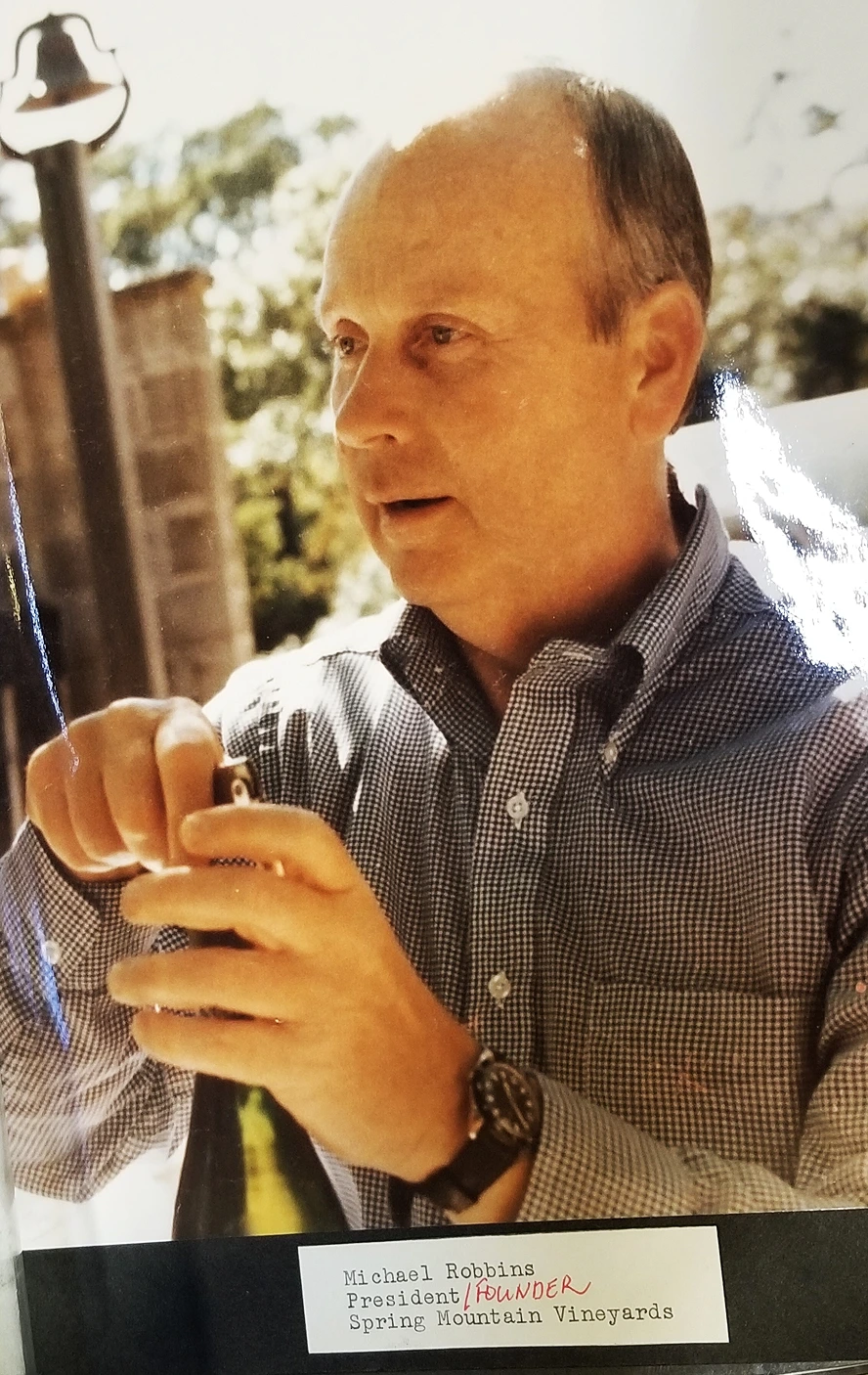 Photo album image of Michael “Mike” Robbins, who was the president and founder of Spring Mountain Vineyard during the 1976 Judgment of Paris.