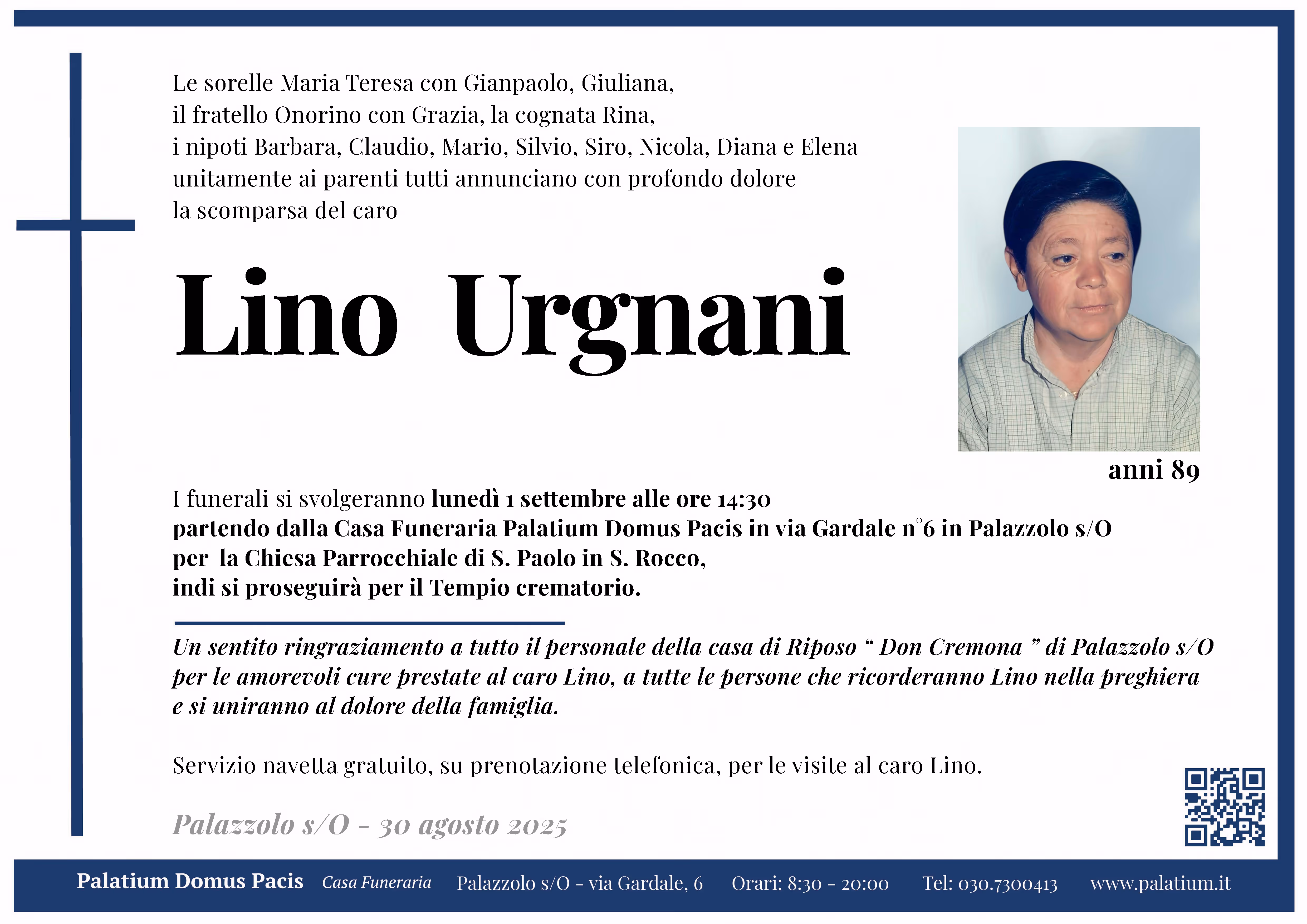 Necrologi Palazzolo sull'Oglio Palatium