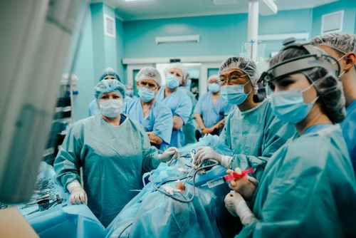 A doctor in glasses. Medicine. Artificial skin. Burn Treatment.