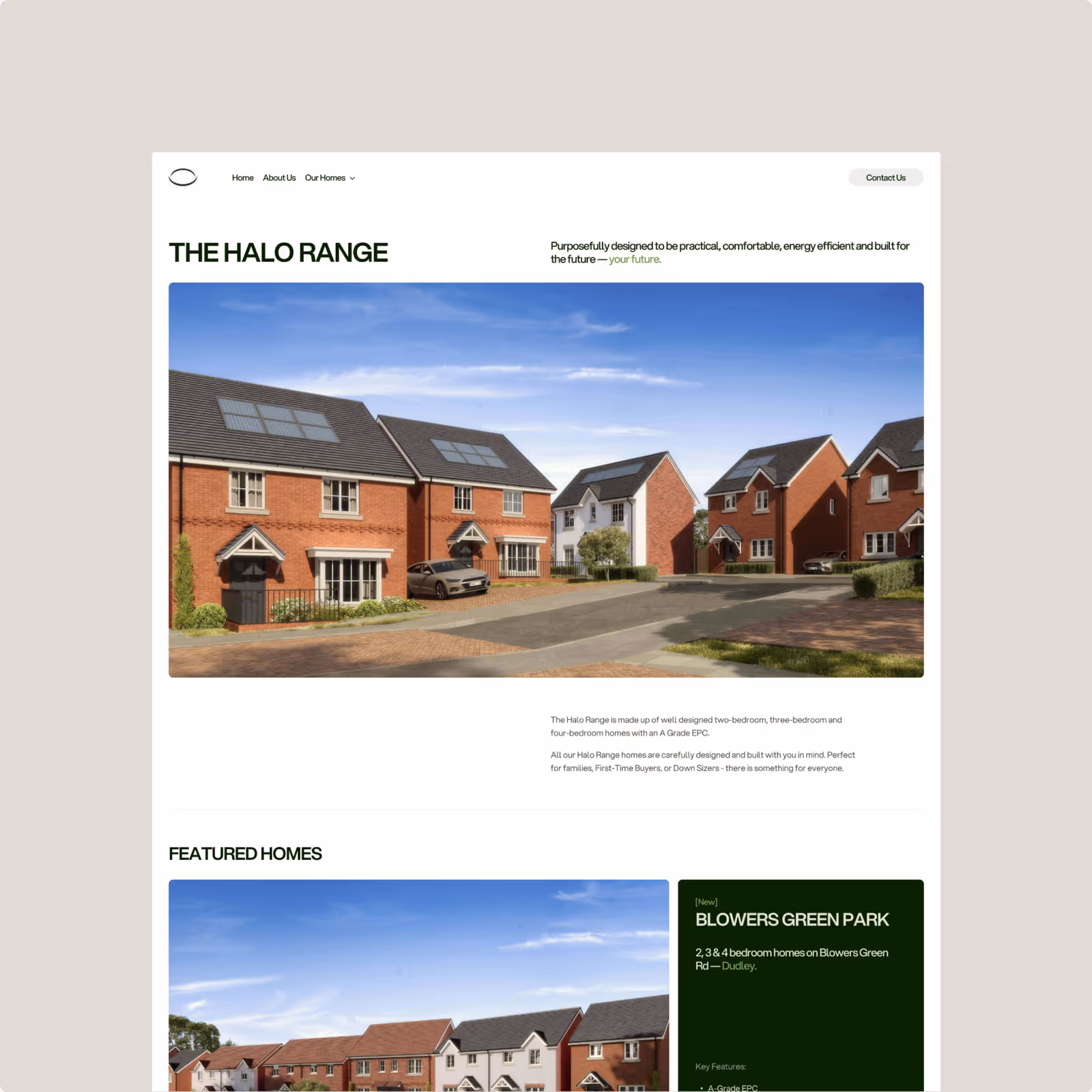 One of the website pages for Halo Living.