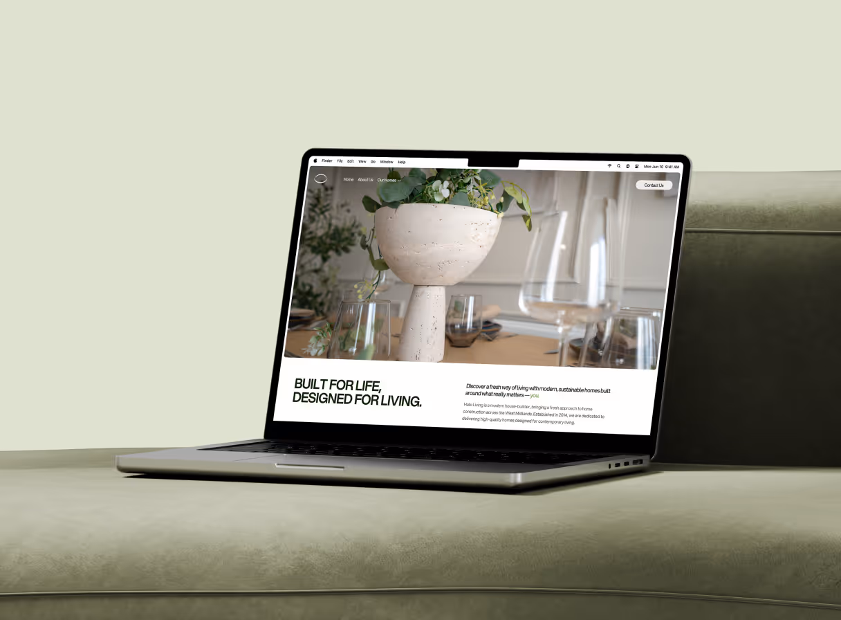 Halo Living website on a macbook screen.