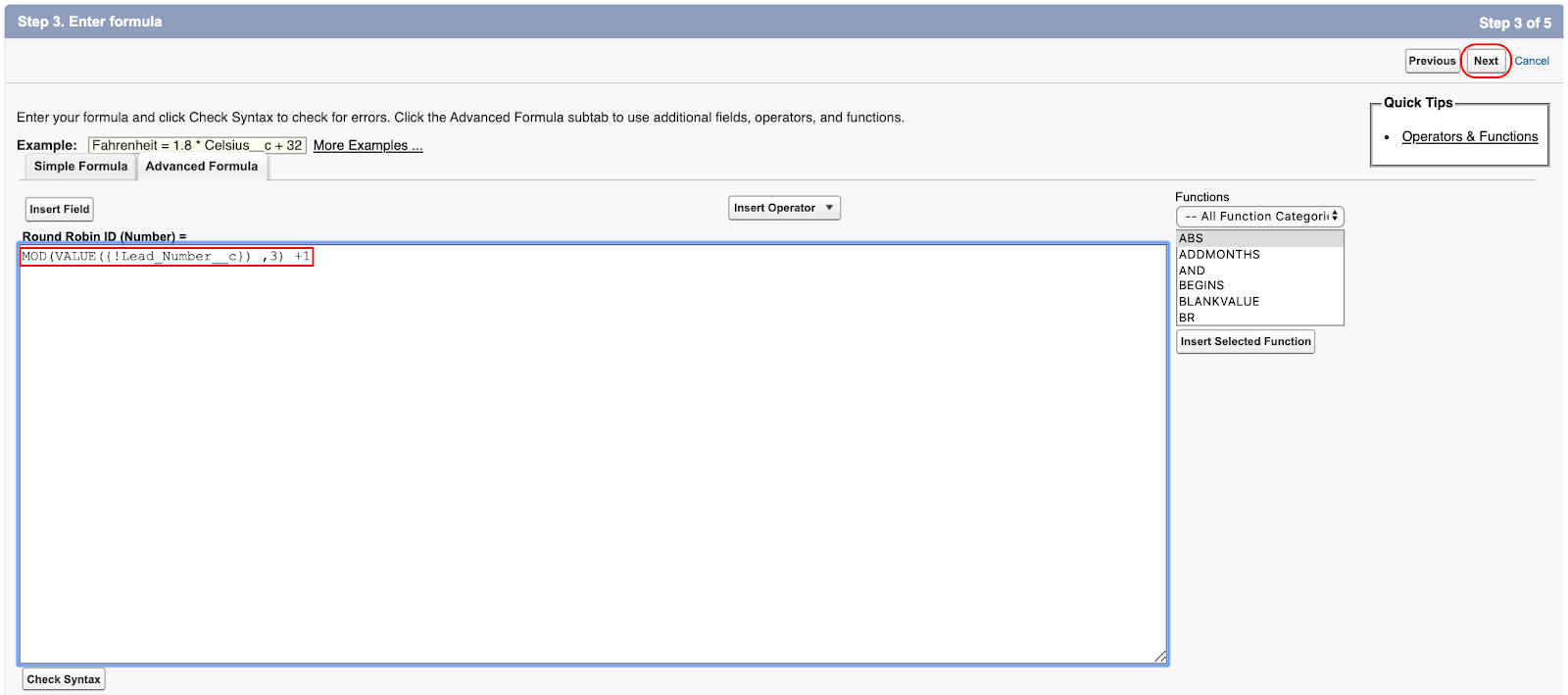 Advanced Formula Settings in Salesforce