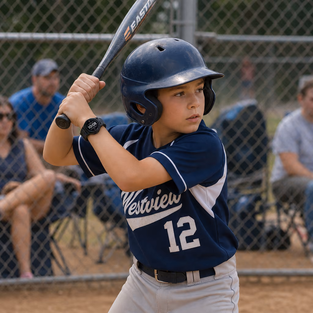 image of a kid playing little league baseball