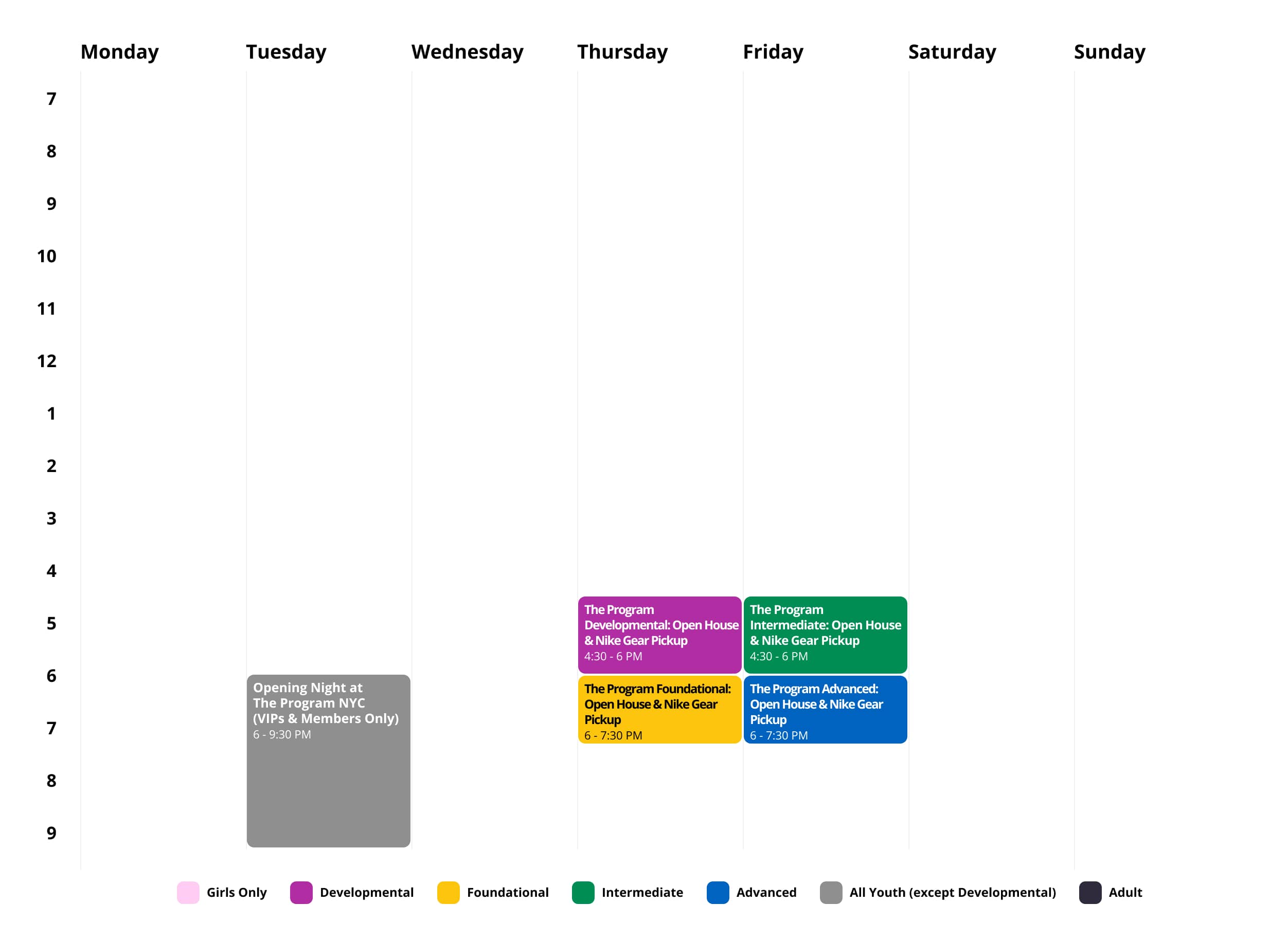 September 2025 Schedule at The Program NYC