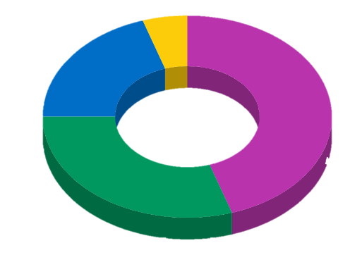 3D donut chart showing location breakdown at The Program NYC