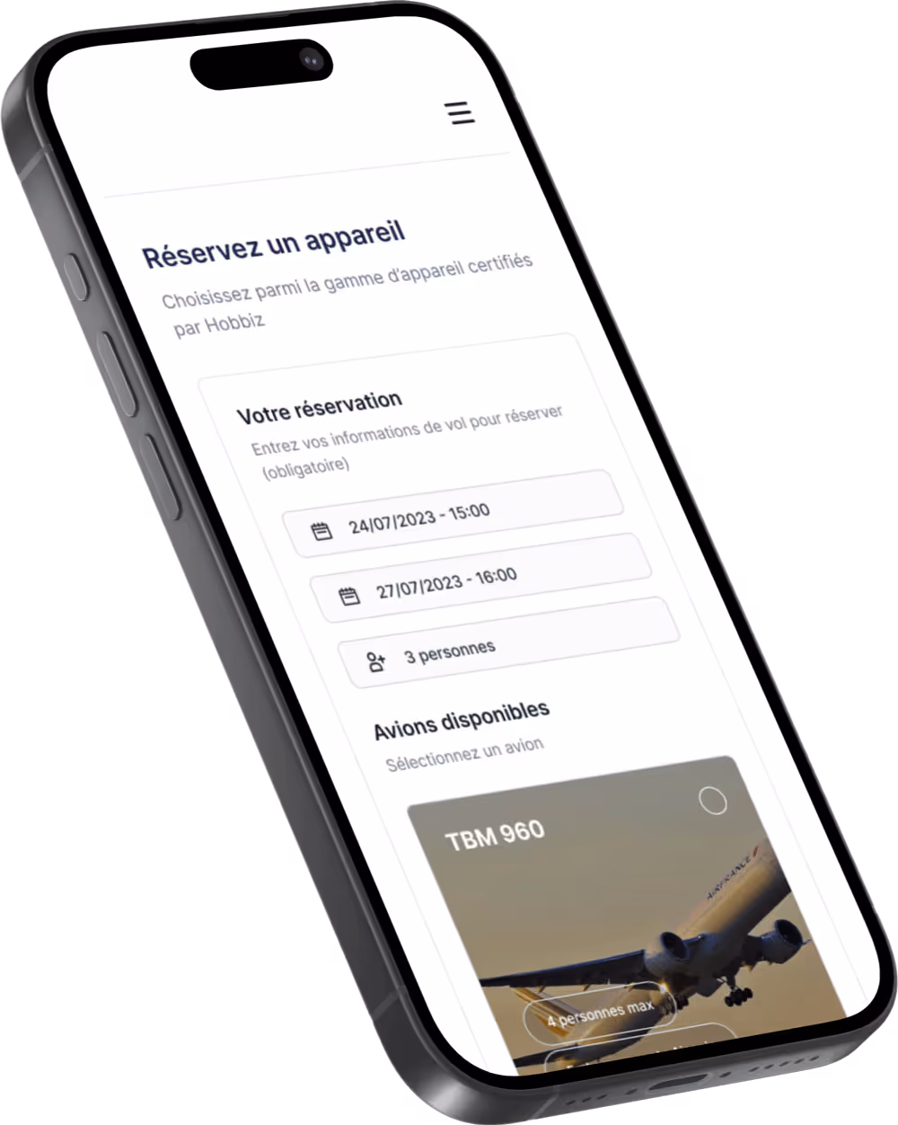 Application réalisée par l'agence no-code Kairos pour le client Hobbiz