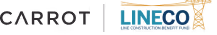Logos for CARROT and LINECO Energy Services with a stylized transmission tower icon.