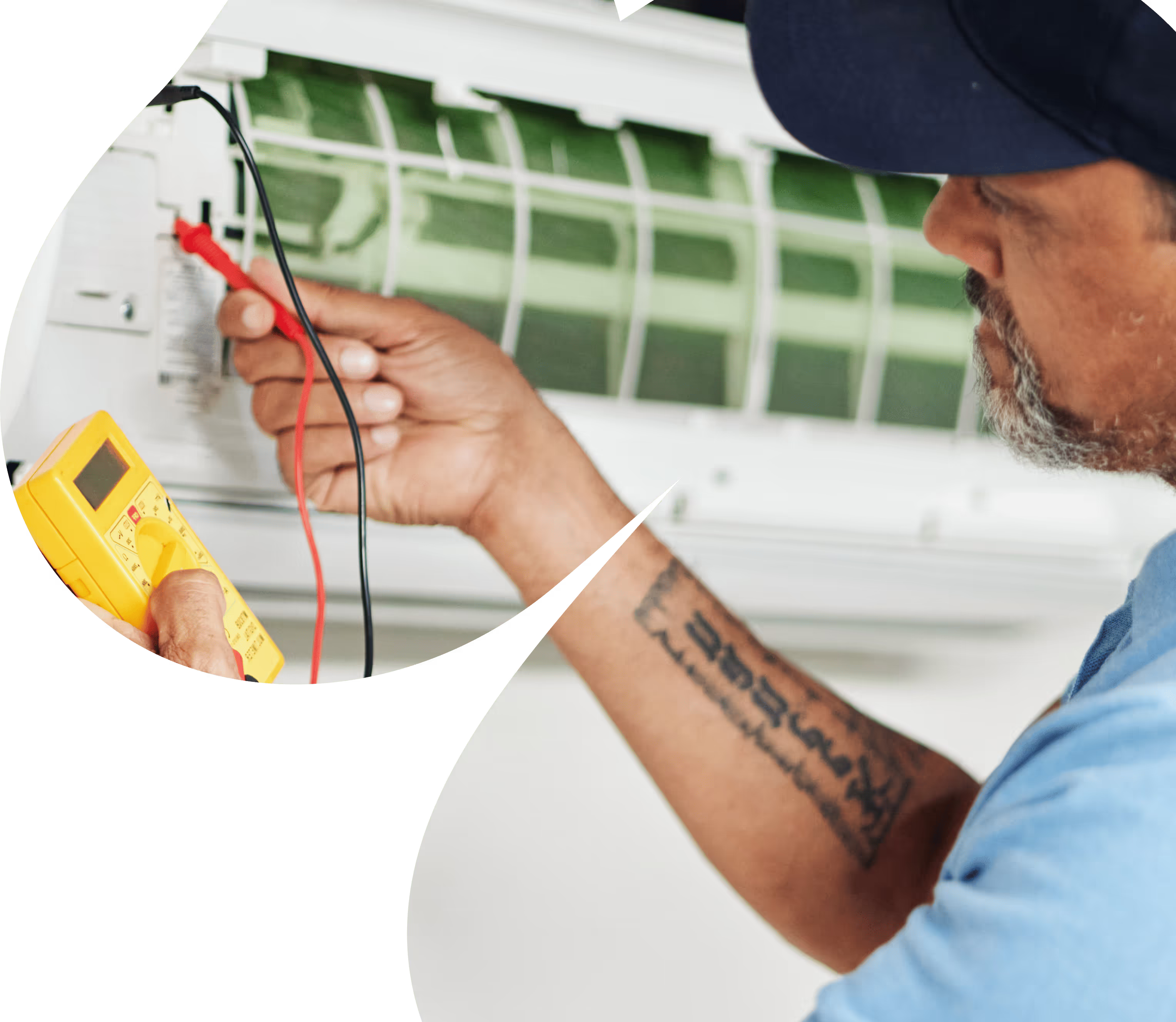 A man working on an air conditioner.