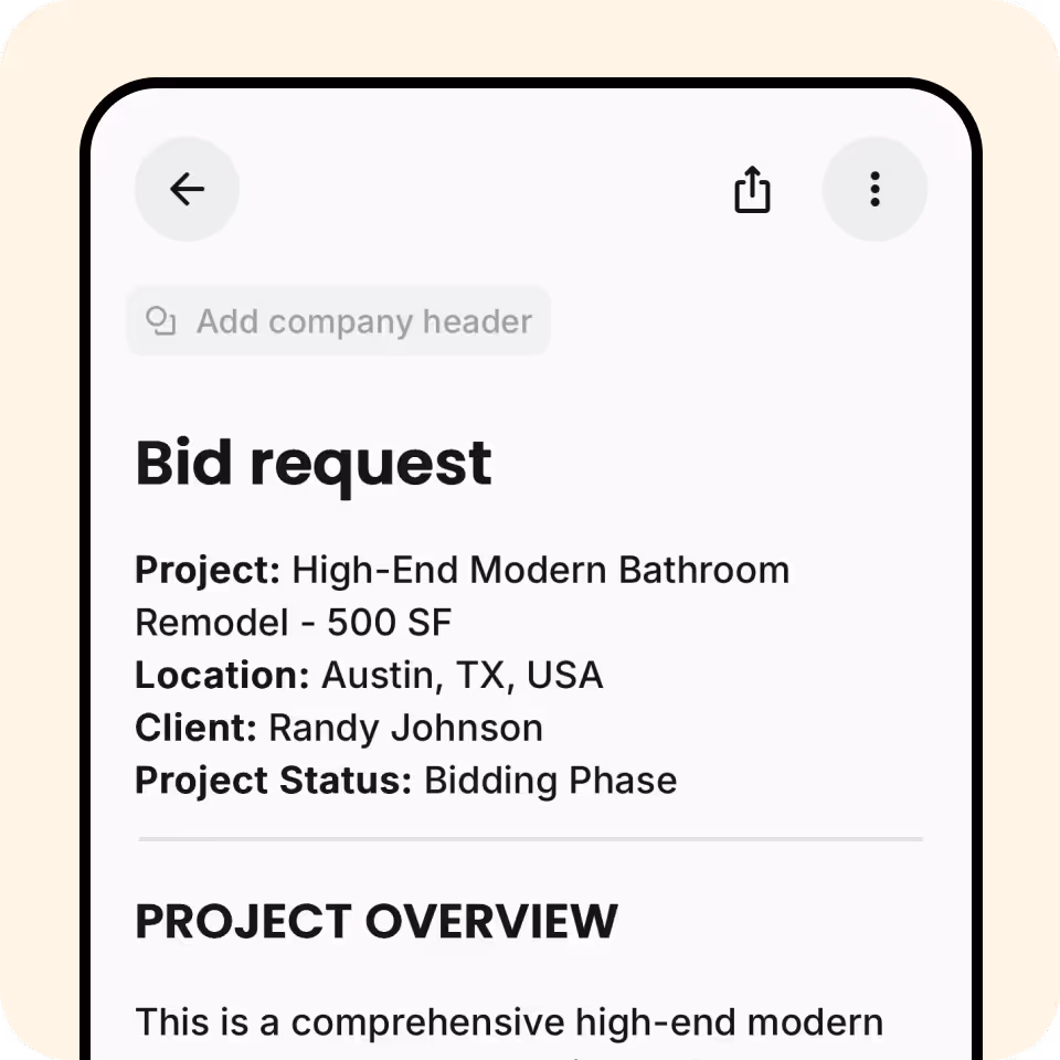A cell phone with a bid request on the screen.