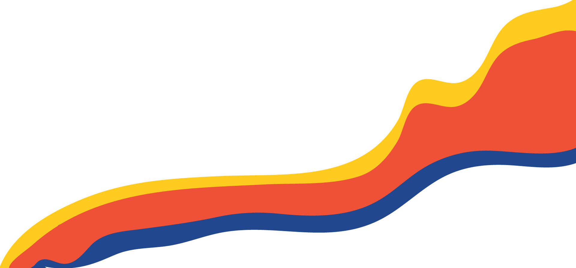 A rainbow colored line on a blue background.