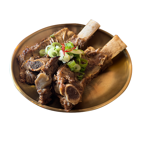 Hangari Kalguksu's Bulhyang Galbi - Housemade Bulgogi sauce-marinated Galbi (beef back rib), fired up and grilled.