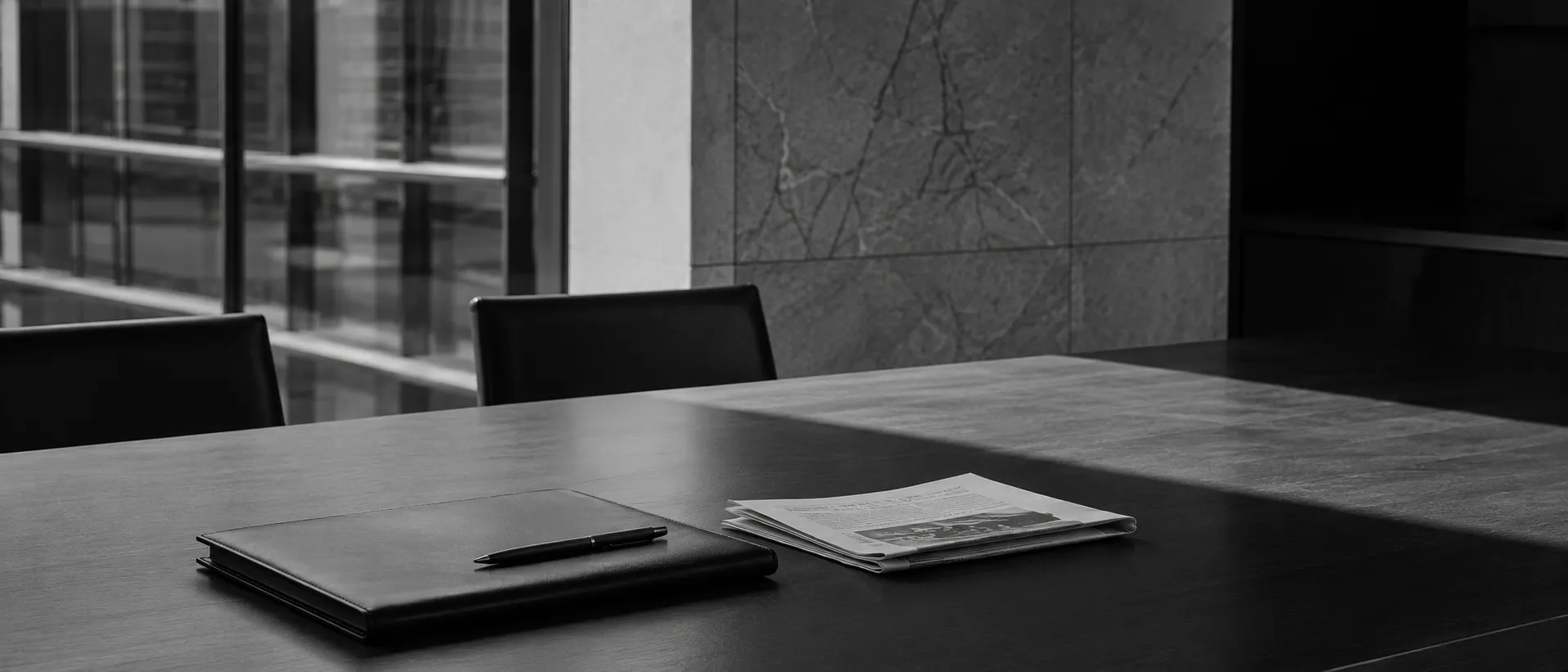 Executive working environment in monochrome.