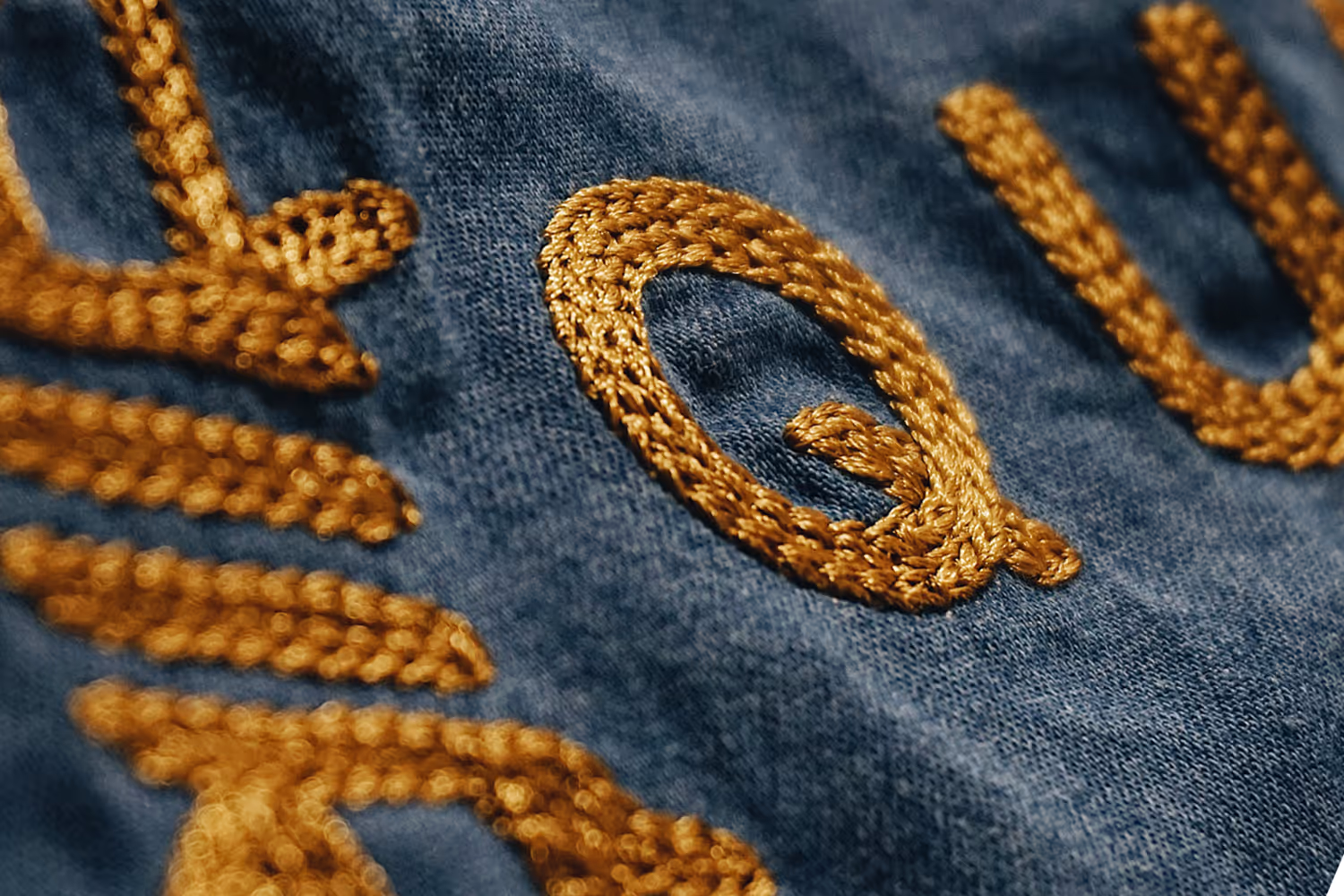 A close-up image of a chain stitch embroidery design.