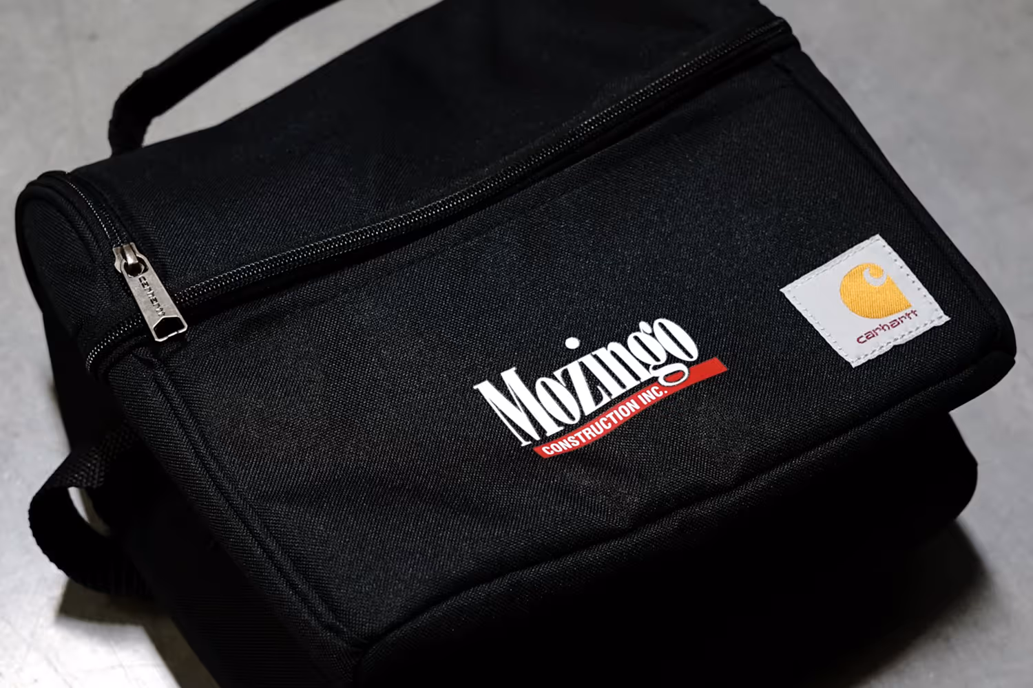 An image of a custom branded carhartt lunch bag.