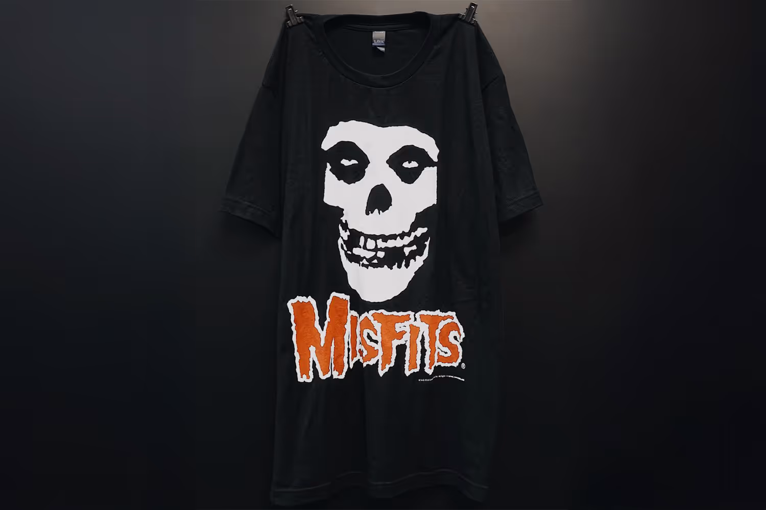 An image of a printed t-shirt featuring the band Misfits logo.