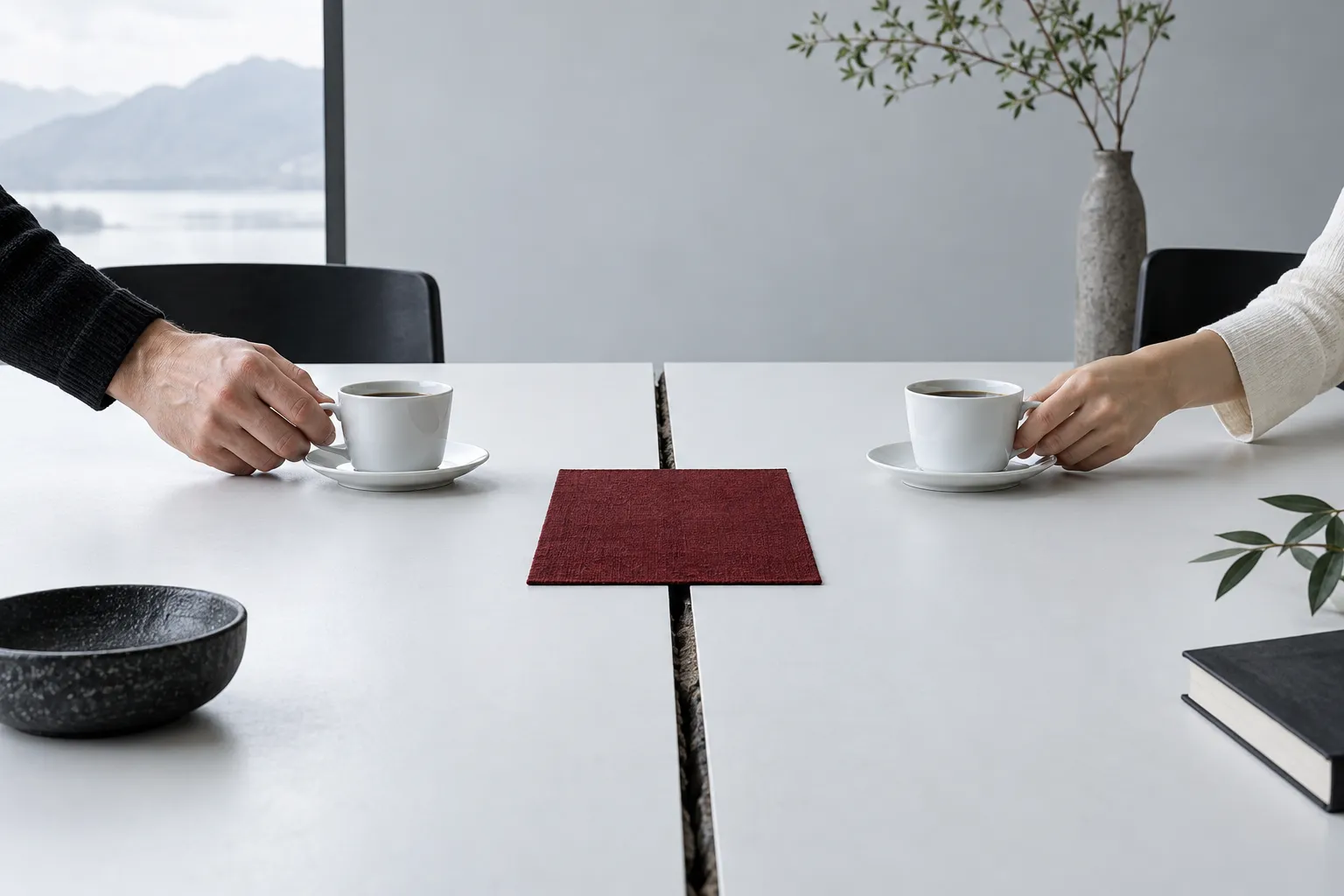 Two people resume coffee across an unrepaired divide