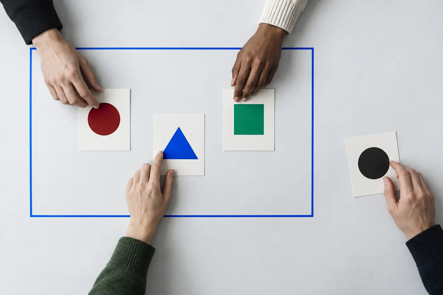 A person's hand and choice remain outside the decision frame