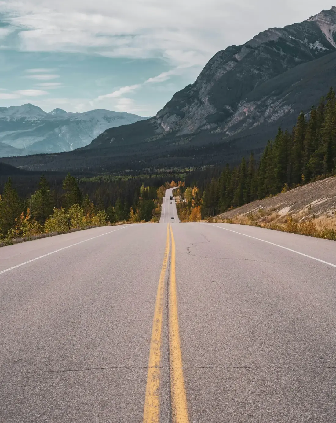 Scenic mountain road through the Canadian Rockies
