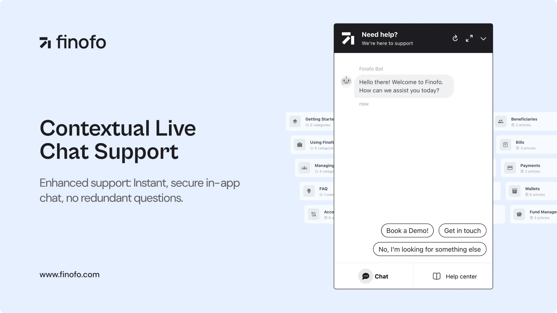 Contextual Live Chat Support within the Finofo app