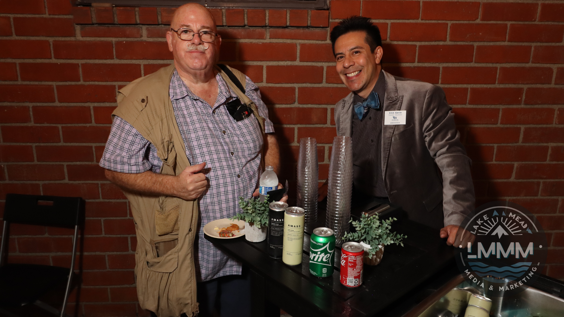 Nevada business networking event photography - two professionals at chamber of commerce gathering Las Vegas by Lake Mead Media Marketing
