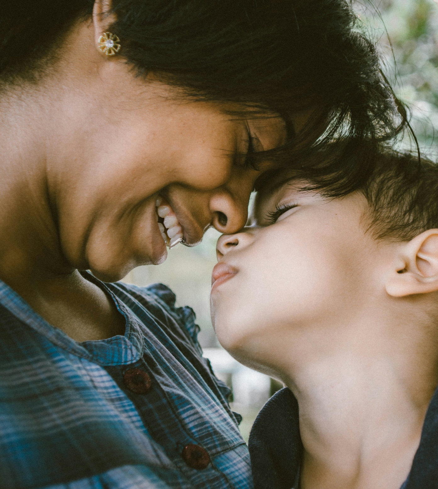 mother smiling at son