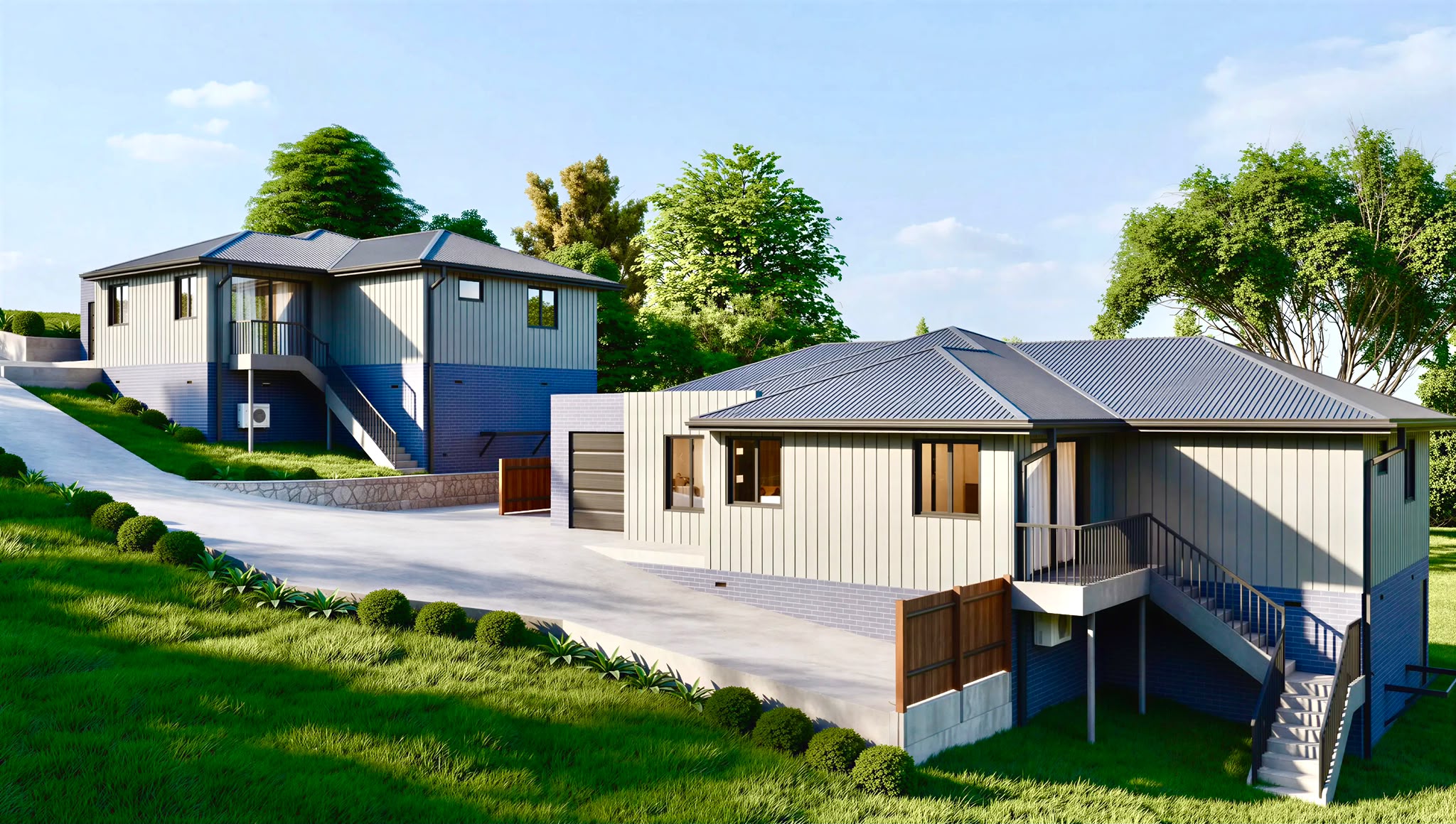 Residential development in Risdon Vale with homes arranged across a sloping site